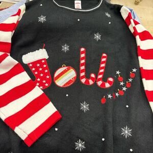 Holiday Time Black and Red Festive Sweater